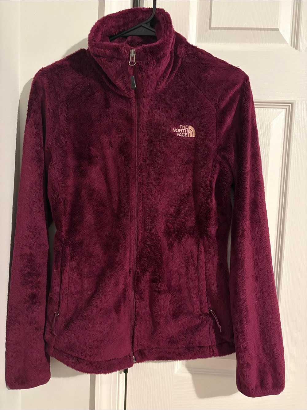 The North Face Women’s Maroon Plush Full-Zip Teddy Jacket